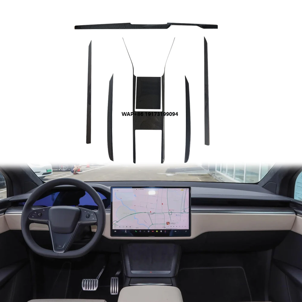 

Center Console Cover Instrument Dash Panel for T-esla Model X 2023 Dry Carbon Fiber Interior Accessories