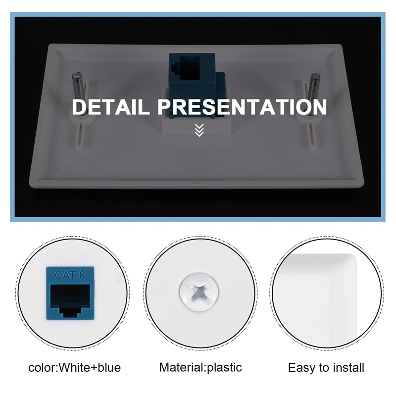 XTECH 2-Pack Ethernet Wall Plate, RJ45 Cat6 Female To Female Jack Inline Coupler Face Plates