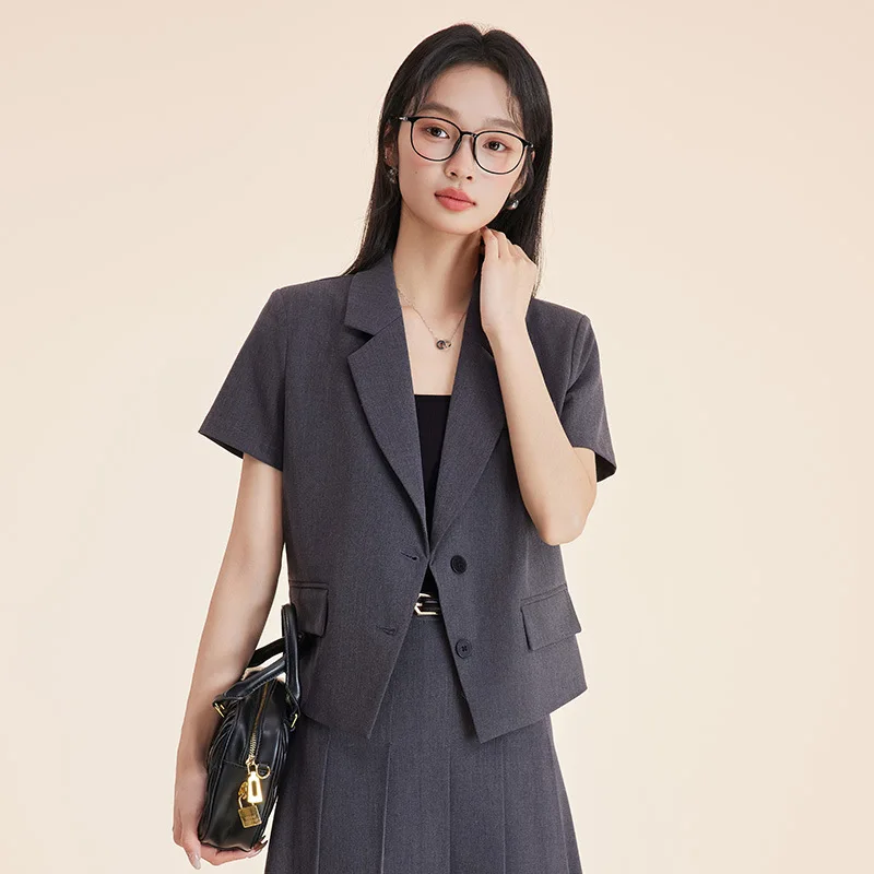 Women's Short Sleeve Suit Dress2025New Summer Formal Occasion Dress Suit for Petite Women Two-Piece Set