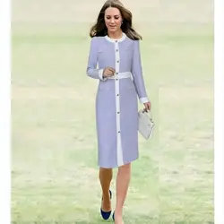 Princess Kate Dress 2023 di alta qualità autunno donna O collo maniche lunghe Patch Work abiti eleganti Vestidos NP2021C