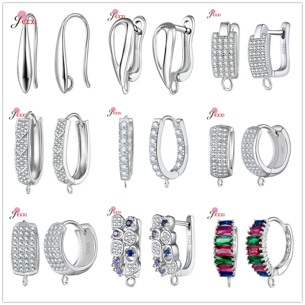 Trendy 925 Sterling Silver Earring Hooks For DIY Jewelry Makings Cubic Zirconia Earring Clasps Accessories