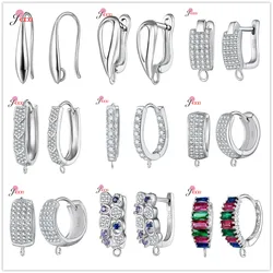 Trendy 925 Sterling Silver Earring Hooks For DIY Jewelry Makings Cubic Zirconia Earring Clasps Accessories