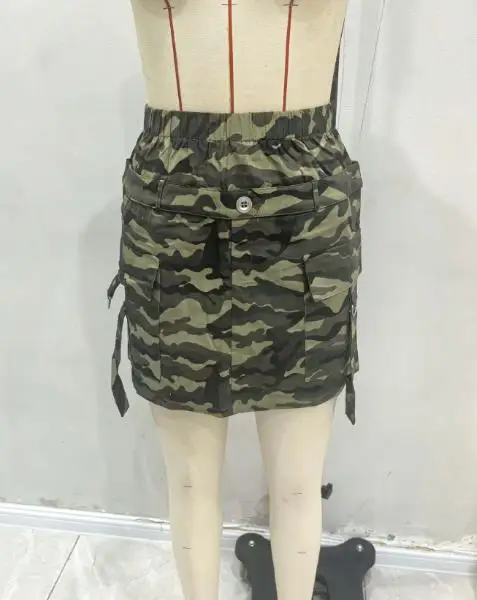 여성용 여름 2025 카모플라주 작업복 짧은 치마 면 소재 신상 레트로 및 니치 하이웨이스트 슬림핏 A라인 치마