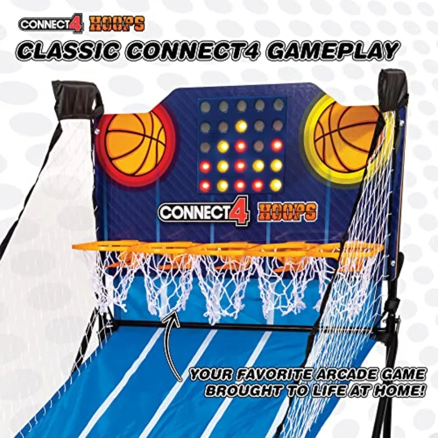 EastPoint Connect4 Hoops Basketball Hoop Game, Blue, Medium: 4-In-A-Row Strategy Play, Automatic LED Scoring, Inflation Pump In - view 3