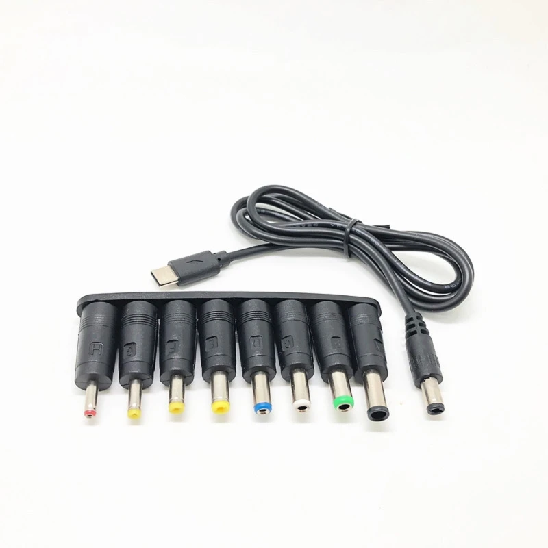 8in1 USB C PD to 12V 3.5/4.0/4.8/5.5mm Power Supply Cable for Wifi Router LED Light CCTV Camera More 12V Devices