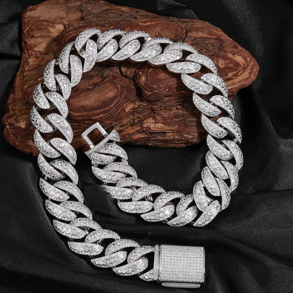 

Iced Out 25mm Cubic Zirconia Cuban Chain Link Exquisite Necklaces 5A+ CZ Fashion Choker Luxury Men Hip Hop Jewelry For Gifts
