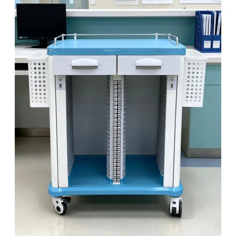 ABS Plastic Medical Patient Record Cart Hospital Furniture-Chart Trolley for Patient Records