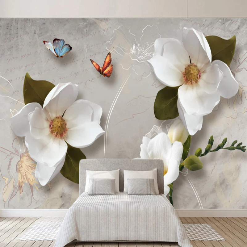 

Custom Any Size Mural Wallpaper European Style Retro Flower Butterfly Wall Decor Painting For Living Room Bedroom Background 3D