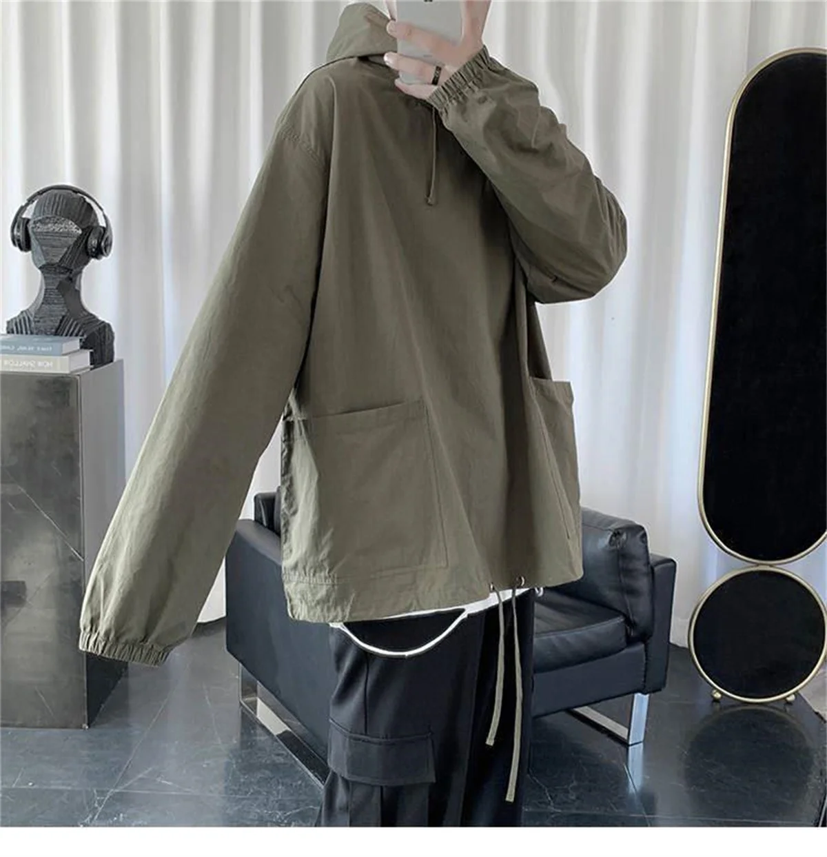 Spring And Autumn Male New Youthful Vitality Fashion Trends Versatile Simple Solid Color 2025 New Retro Workwear ﻿