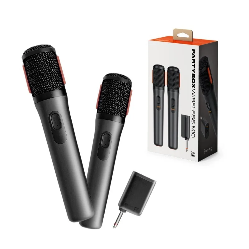 Party Box UHF Wireless Microphone Two Channel Wireless Mic for Karaoke And Public Address Dynamic Handheld Microphone System