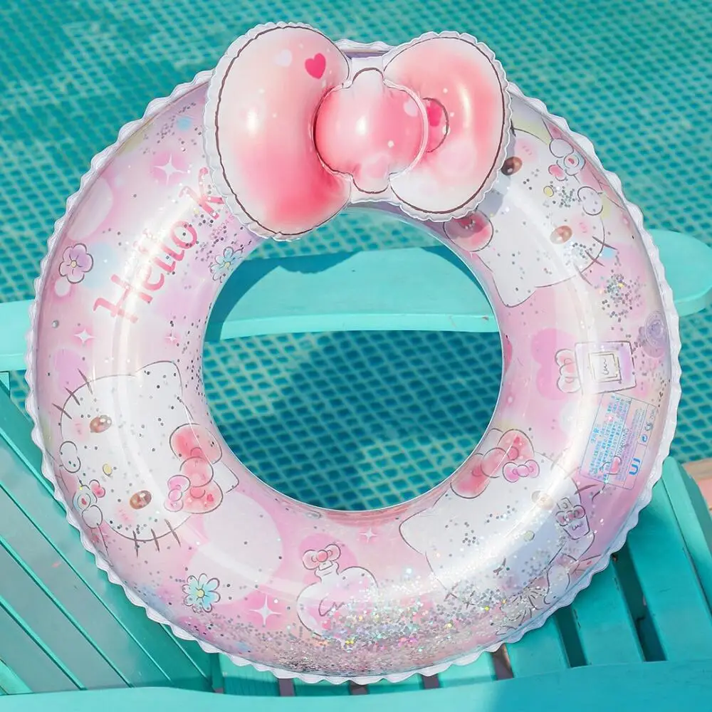 Sanrio Swimming Ring Cute Cartoon Hello Kitty Kuromi Cinnamoroll Kids Armpit Life Buoy Swimming Ring Baby Seat Swimming Rings