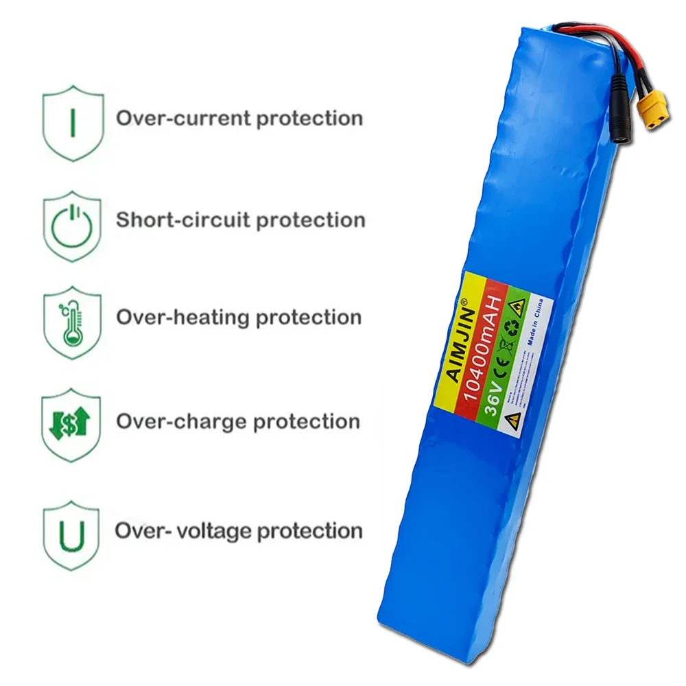 Bloco da bateria do Lítio-íon, apropriado para bicicletas, carros, e scooters elétricos, acessório BMS, 10S4P, 36V, 10.4Ah, 600W, 30A, novo