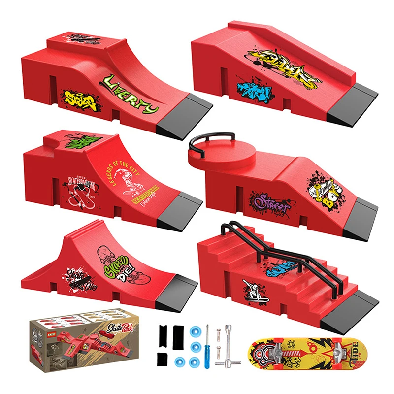 Fun Mini Fingertip Skateboard Kit, Ramp Scene Props, Children's Finger Sport Toy