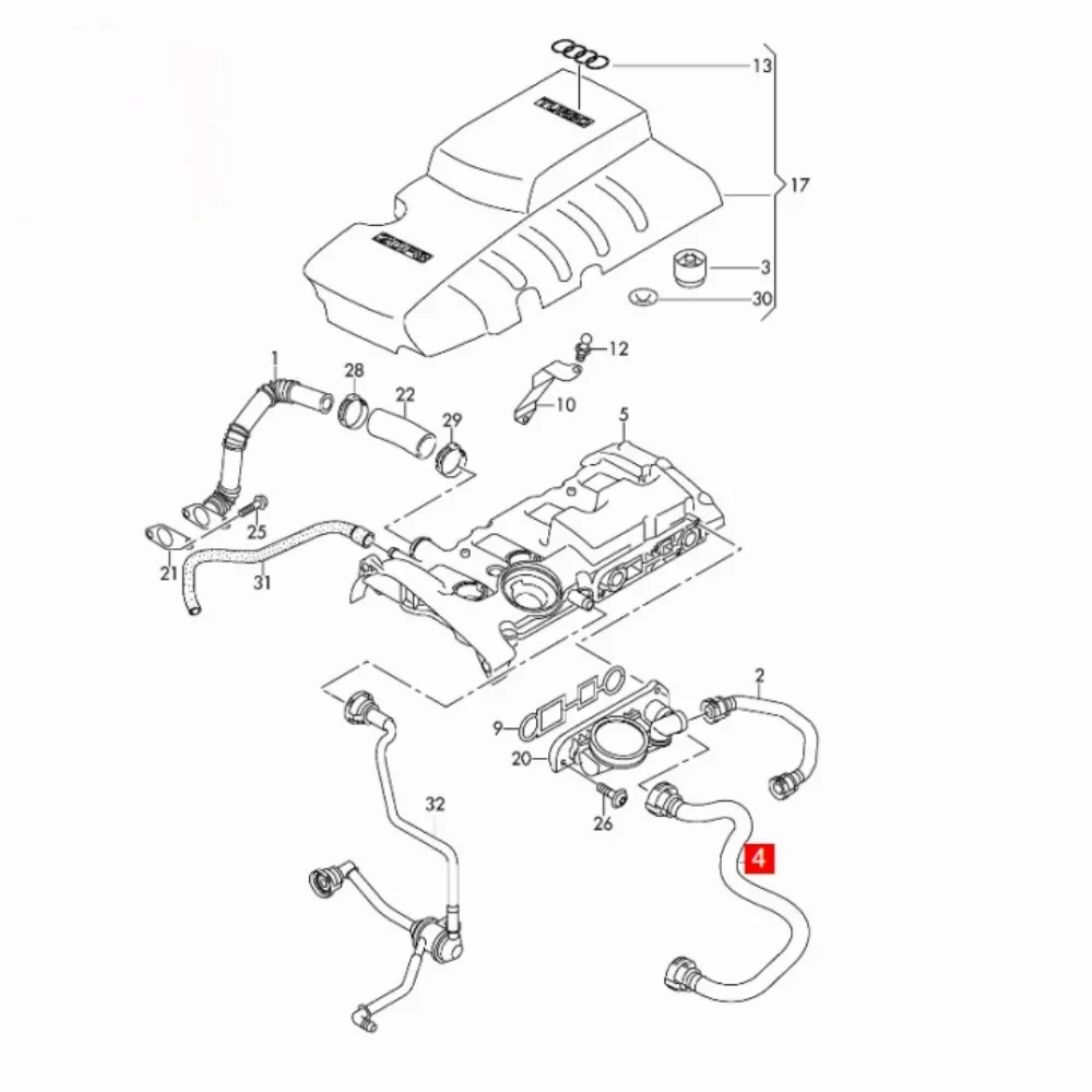 06F103235 Air Injection Breather Hose Pressure Pipe For A4 A6 TT 2.0TFSI For Jetta Golf Passat Scirocco