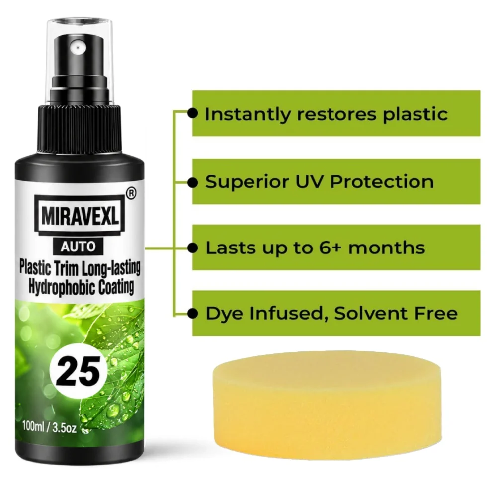Black Trim Restorer for Cars, 100ML Long-Lasting Plastic & Vinyl Restorer for Faded Bumpers, Trim, Trucks, Jeeps & ATVs