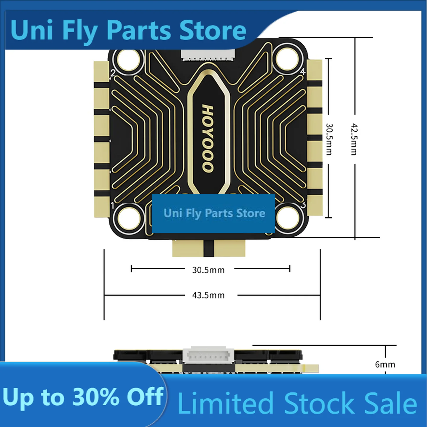 UniFlyHOYOOO FPV 80A 3–8S 4-in-1 ESC 32-bit High-Performance Electronic Speed Controller (30.5×30.5mm Mounting)BLHeli32 For FPV