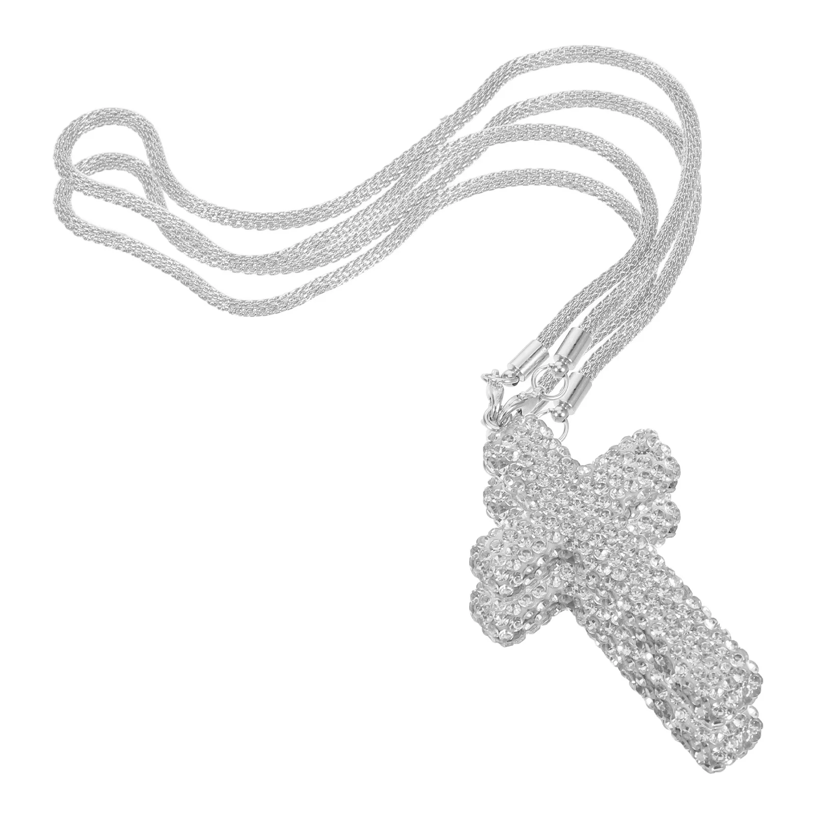 

2Pcs Luxurious Rhinestone Pendant - Premium Stainless Steel Mirror Hanging Ornament for Men Women with Blessing Symbol