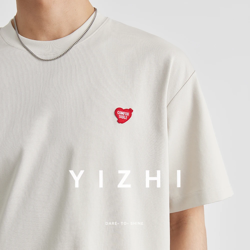 Men's Love Embroidery Short Sleeve T-shirt 2025 Summer New Fashion Simple Couple Outfit Half Sleeve Top Large Size Women's Wear