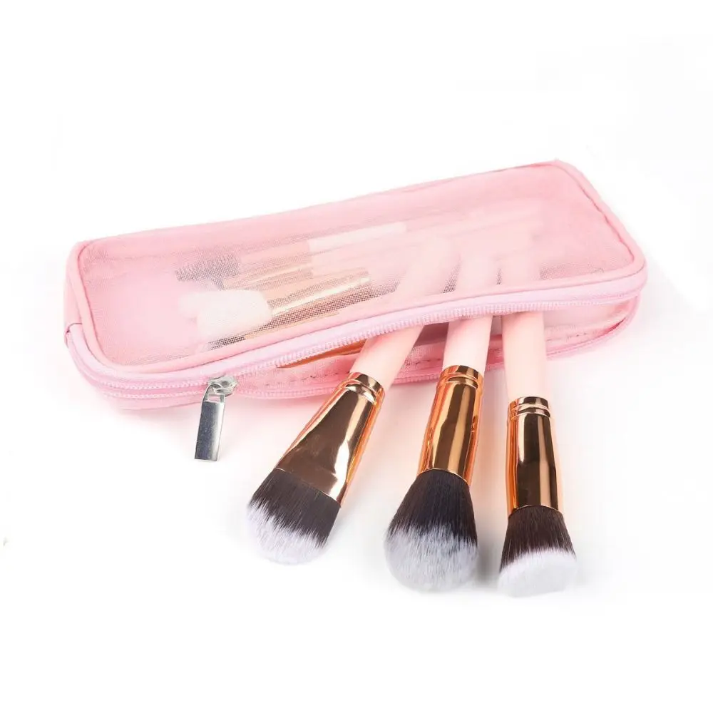 Portable Mesh Design Makeup Brush Travel Case Multipurpose with Zipper Beauty Tools Organizer Cosmetic Toiletry Bag Travel Use