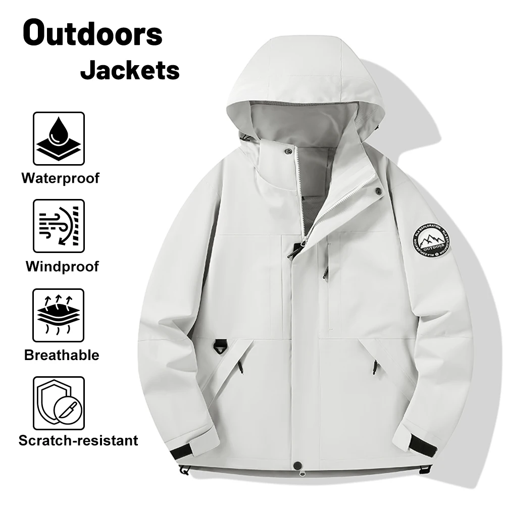 Upgraded Lotus Leaf Fabric Windbreaker - Men's & Women's Lightweight Waterproof Jacket, Loose Fit Hooded with Detachable Sleeve