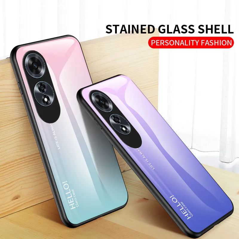 Oppo A60 OppoA60 CPH2631 Case Gradient Aurora Glass Hard Back Cover Phone Case Silicone Bumper for Oppo A60 OppoA60 CPH2631