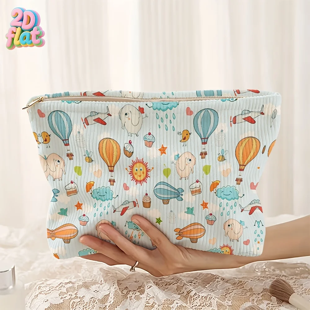 Toiletry Bag Makeup Handbag, Unisex Cartoon Pattern Classic Cartoon Character Pattern Zipper Closure Reusable Makeup Supplies