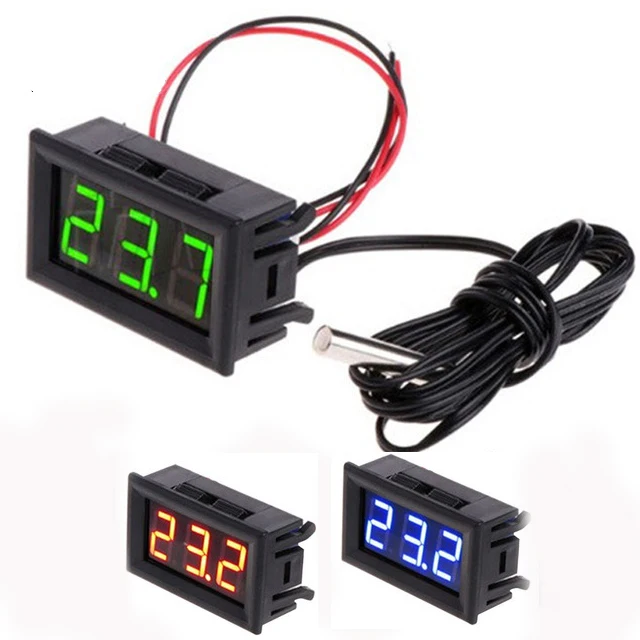 Thermometer DC 5V-12V Digital LED -50 ~ 110 degree Car Indoor Outdoor Incubator Temperature Sensor Panel Meter Monitor C1