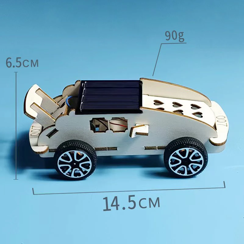 Handmade Science Experiment Learning Toy Gifts for Children Early Education DIY Assembly Wooden Solar Power Car Model