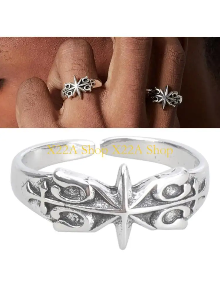 

Уникальное винтажное кольцо с гексаграммой, посеребренное металлическое кольцо, аксессуар для любителей моды