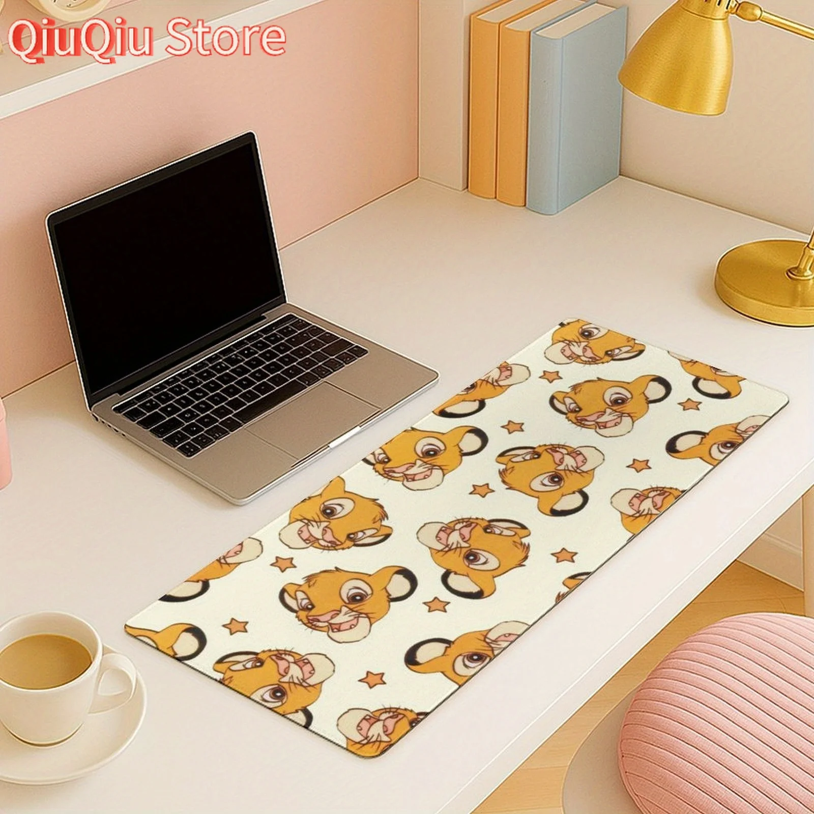 

Официально лицензированный коврик для мыши Disney Simba Lion King — большой нескользящий настольный коврик с милым мультяшным дизайном Kawaii, прочный прямоугольный коврик