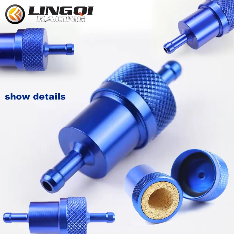 LYNNCHI CNC Aluminum Copper Core Motorcycle Gas Fuel Gasoline Oil Filter Moto Accessories For ATV Dirt Pit Bike Motocross Parts