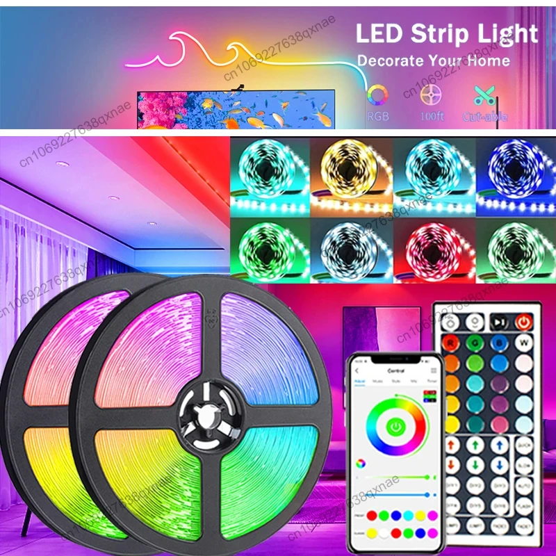 

LED Strip for Room Decoration TV Backlight Bluetooth Remote LED 1m 2m 3m 4m 5m RGB Tape LED Strip Light 5050 Color for Christmas