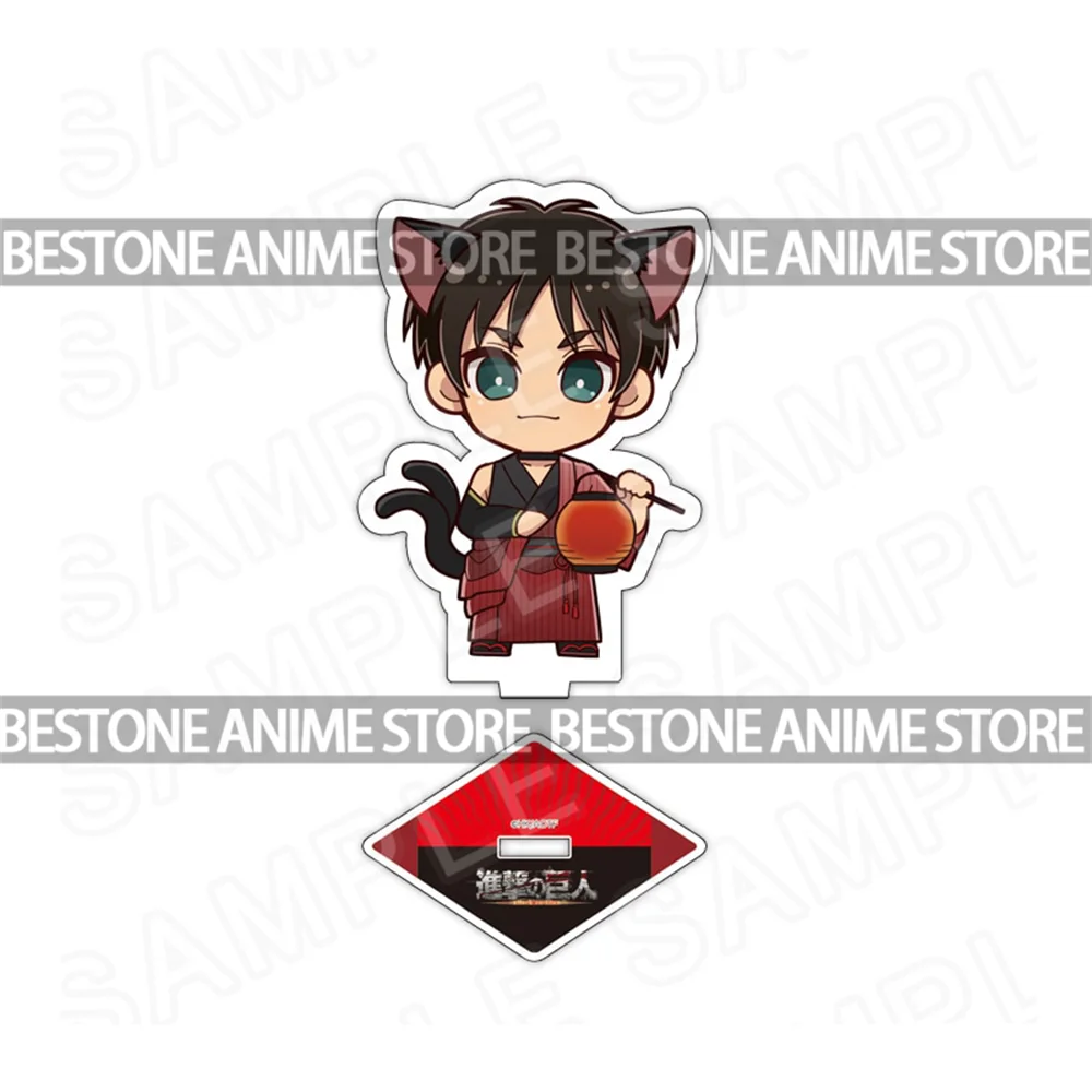 Attack on Titan 10cm Japanese Yokai Animal Ears Kimono Chibi Acrylic Stand Keychain Anime Desktop Decor Fans Collectible Gift