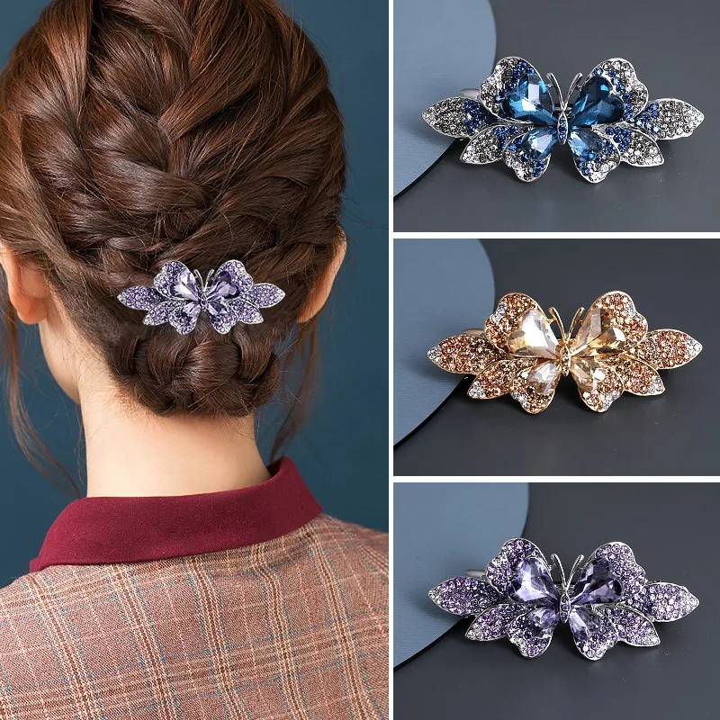 

Butterfly half tie women's hair clips accessories crystals Spring claw clip horizontal hair pins for girls haipins