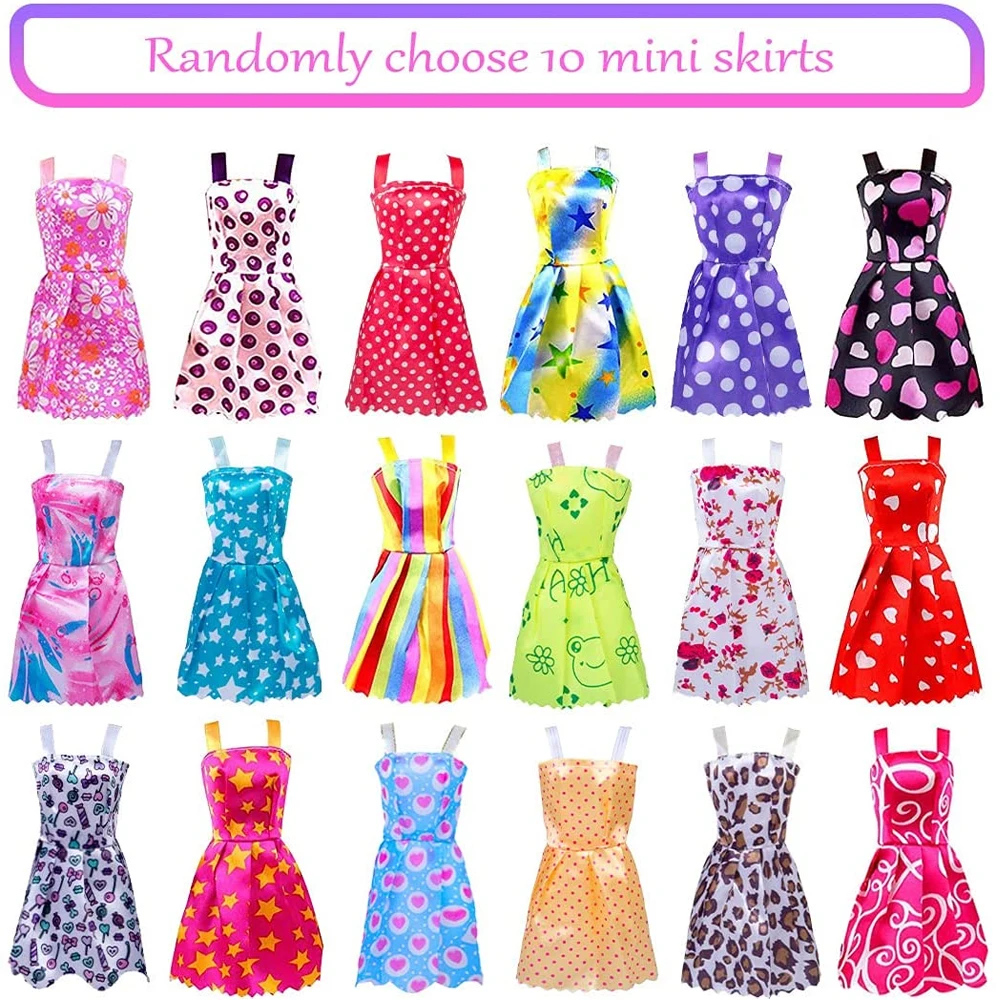 35 Item/Set Doll Accessories=10 Mix Fashion Cute Dress+10 Accessories+10 Hanger+5 Shoes Dress Clothes For Barbies Doll Toys Gift