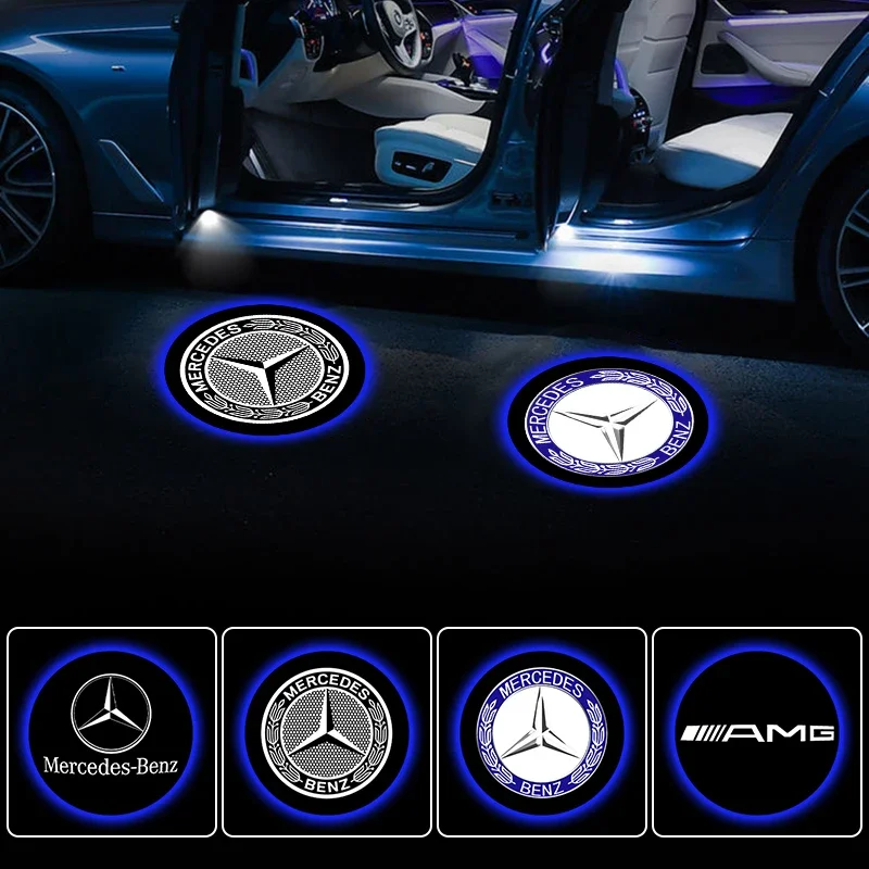 2PCS Car Door LED Welcome Light Auto Laser Projector Lamp Decor Accessories for Mercedes Benz AMG W204 W212 W211 W124 W210 W203