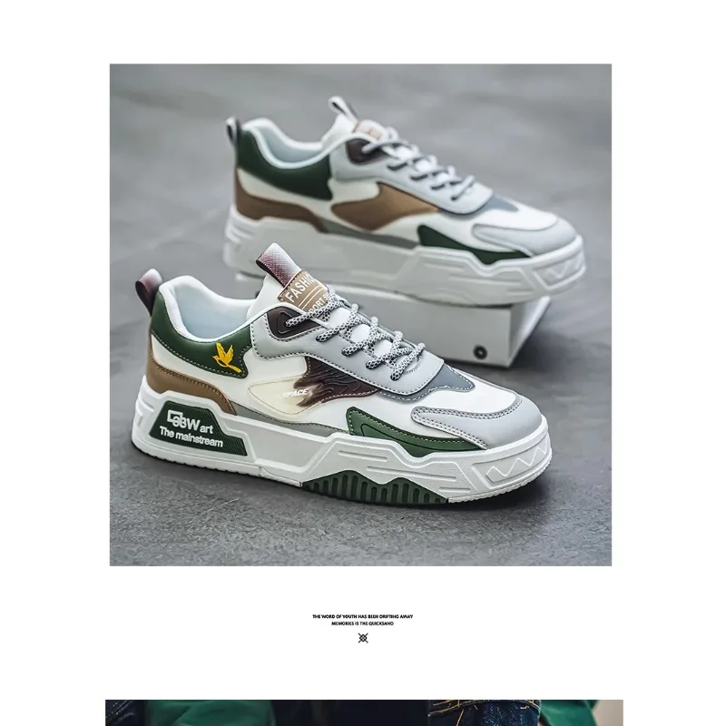 Men's Leather Low-Top Fashion Trend Easiest for Match Running Shoes Suitable for Outdoor Sports 2026 Autumn New Casual