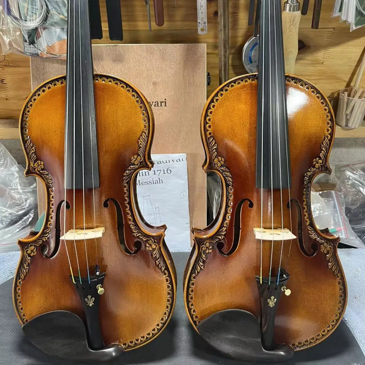 4/4 Handmade Carved European Material Performance Exam Solo Violin Manufacturer