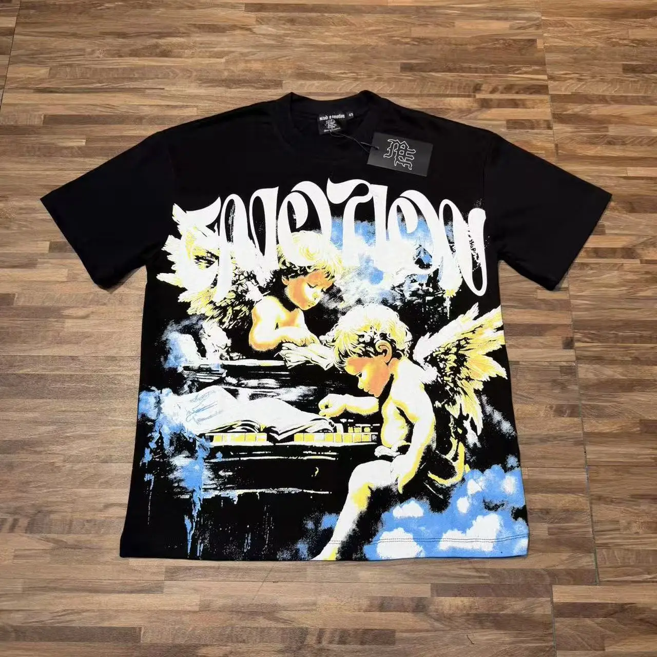 Mixed Emotion American Style Couple Angel Print T-Shirt Short Sleeve Pure Cotton INS Trendy Streetwear Youth  Culture T-Shirt