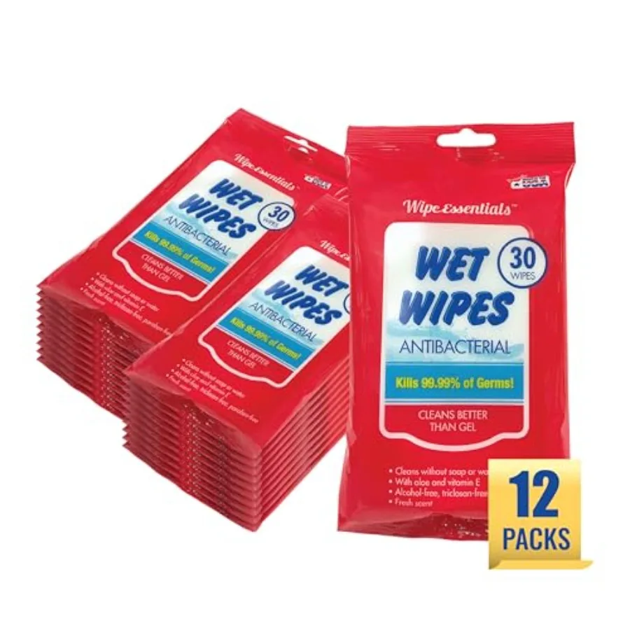 

WipeEssentials Hand Sanitizer Hand Wipes for Adults and - 360 wipes - 12 Packs of 30ct Hand Sanitizing Wipes, Travel Essentials