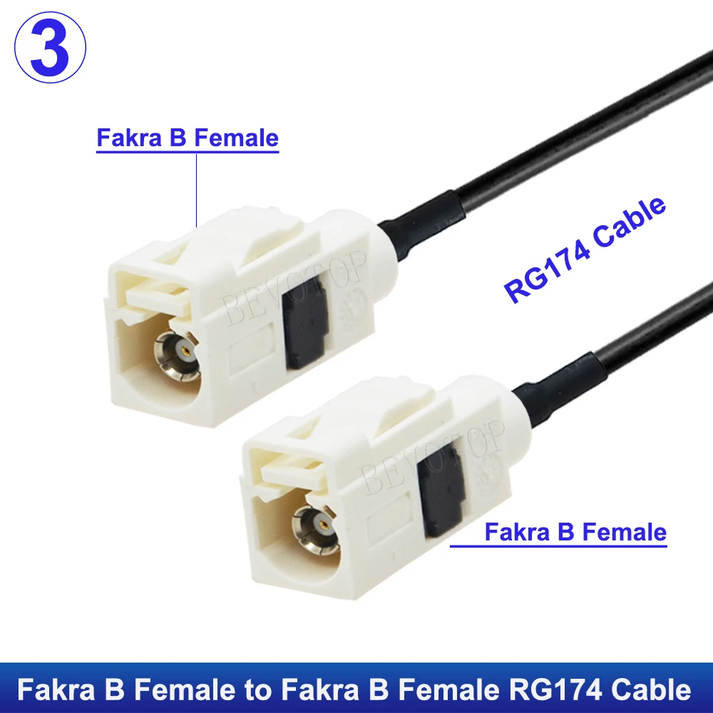 Weißes Fakra B RAL 9001 männlich weiblich RG174 Kabel Radioantenne Verlängerungskabel RF Koaxial Pigtail für Phantomradio mit Versorgung