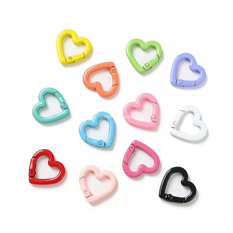 1Pcs 22mm Heart Shaped Carabiner Hook Ring Keychain Keyrings for DIY Jewelry Making Supplies Connector Buckles Accessories