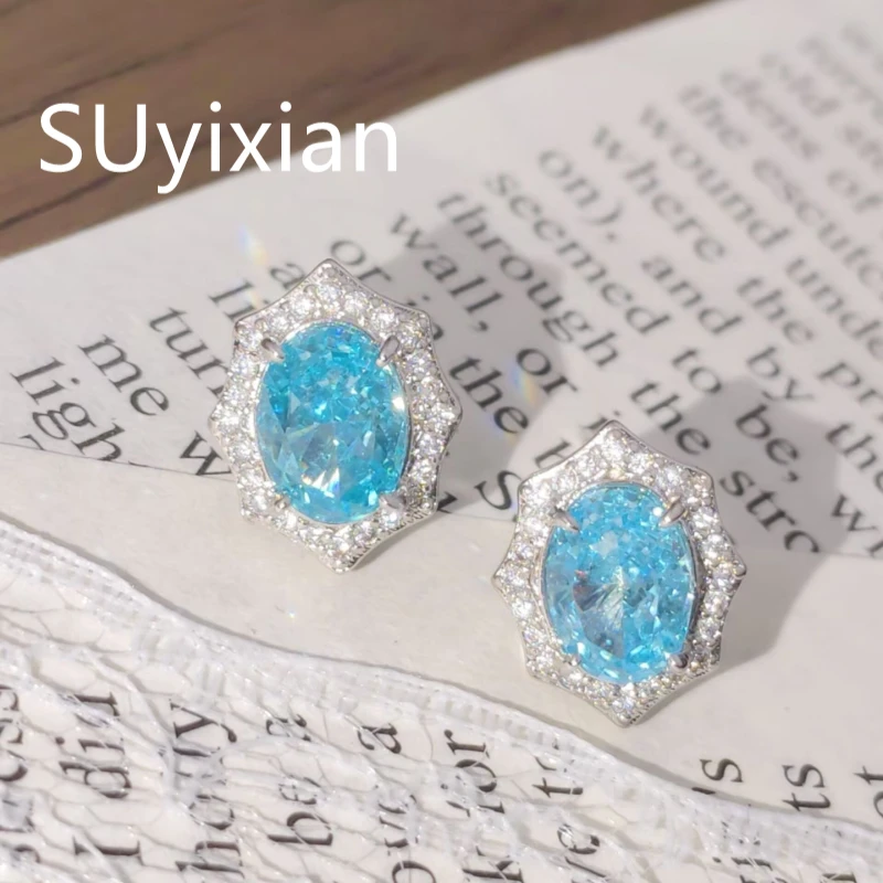 925 Sterling Silver Zircon Earrings. Exquisite Ice-flower Cuts, Decorative Scalloped Border. Chic, Refined Daily Wear Accessory.