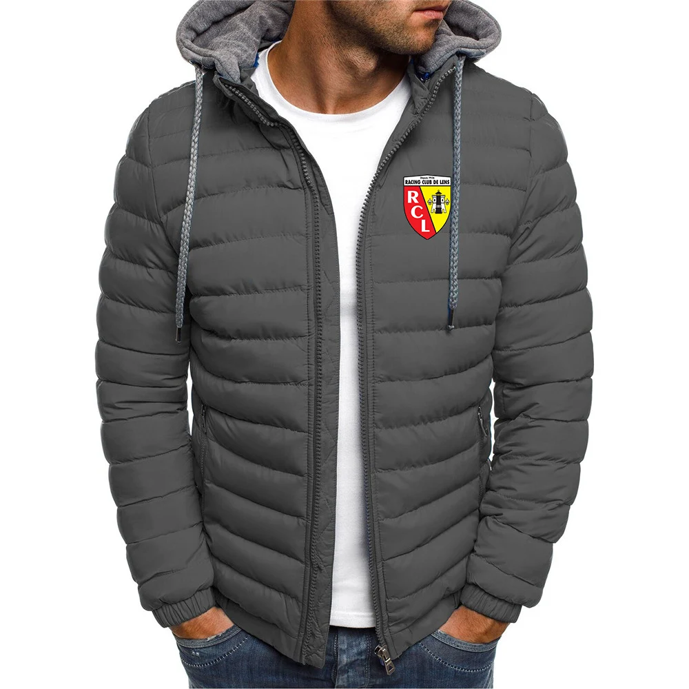 2024  Winter New Men\'s Coat Warm and Comfortable Zipper Hooded Fashion Print Outdoor Sports Simple Atmospheric Street cool