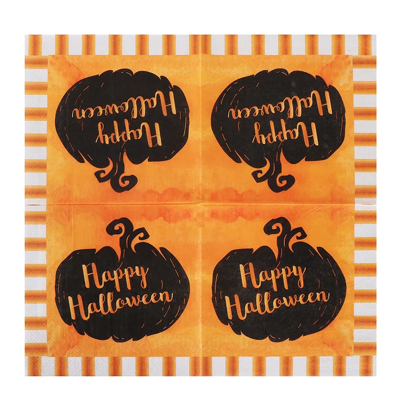 20pcs Halloween Theme Paper Disposable Napkins Decoupage Serviettes For Festival Party Tableware Home Decor Supplies