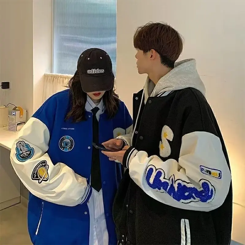 

Мужская бейсбольная куртка большого размера, осенне-зимнее повседневное пальто пилота, модная брендовая молодежная верхняя одежда свободного покроя, цветная блузка