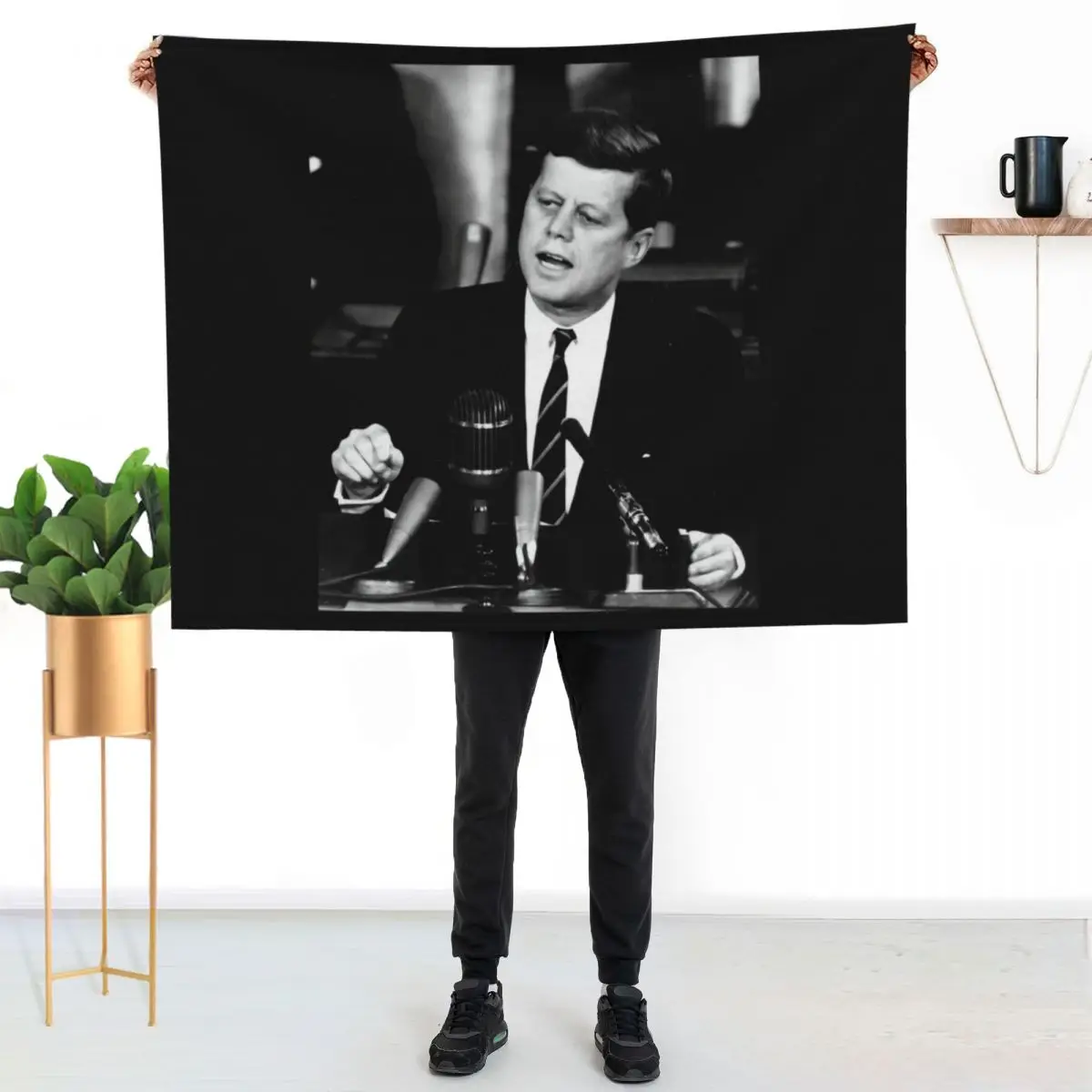 John F Kennedy USA President Throw Blanket Lightweight Cozy Blanket for Bed Sofa