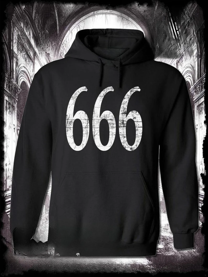 

666 Толстовка с капюшоном - Потрой шести сатанинских Хэллоуин, панк-рок, металлические концертные толстовки, толстовки, повседневная уличная одежда с длинными рукавами и капюшоном