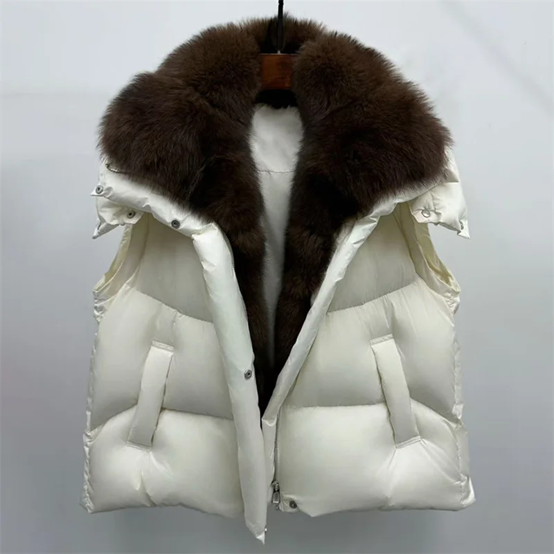 Women's winter jacket 2025 New true fox fur collar hooded down coats windproof and warm thick coat Detachable hat down jacket