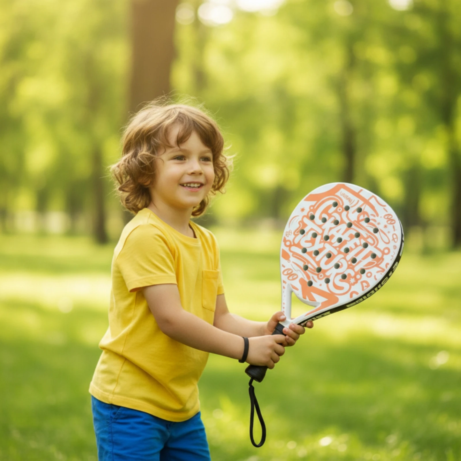 Paddle Tennis Racket with Wrist Strap Lightweight Paddle Tennis Racket Sweat-Resistant Sturdy for Beginners, Outdoor Play, Park 3